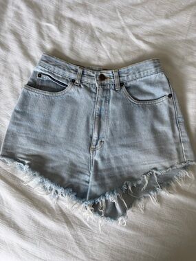 Lee Light Blue High-Waist Distressed Denim Shorts